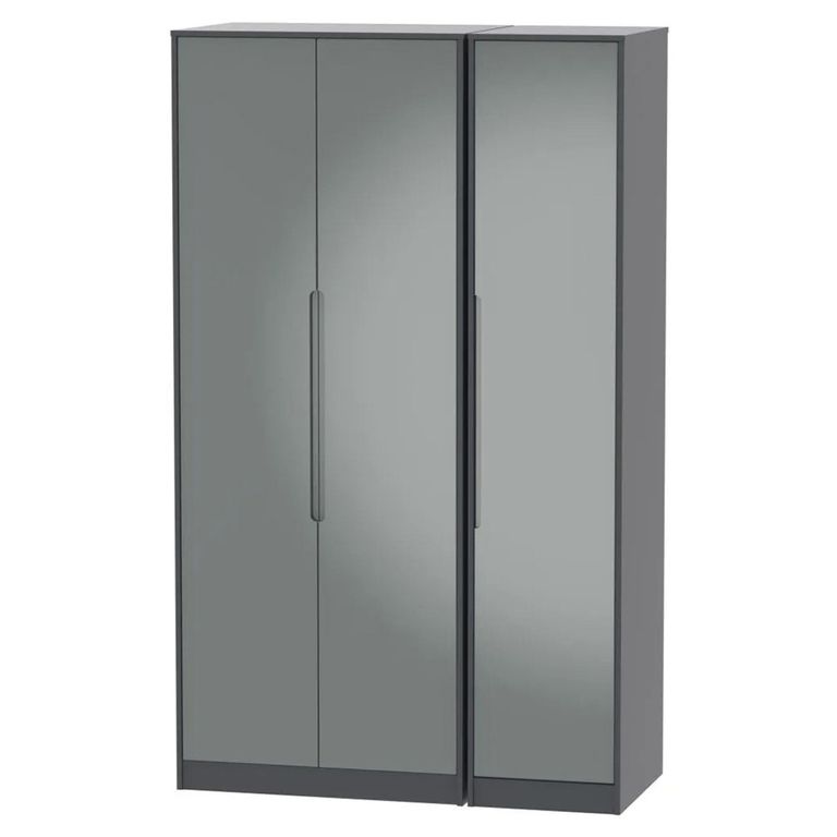 Monaco Wardrobe - 3 Door - Tall - Triple - Grey Gloss and Graphite