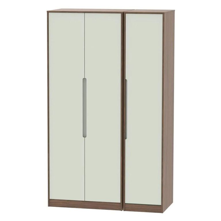 Monaco Wardrobe - 3 Door - Tall - Triple - Cashmere and Carini Walnut