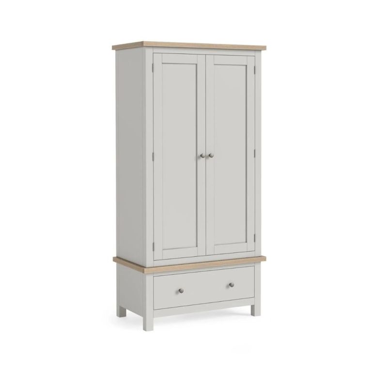 Modern Wardrobe - 2 Door - 1 Drawer - Grey Painted