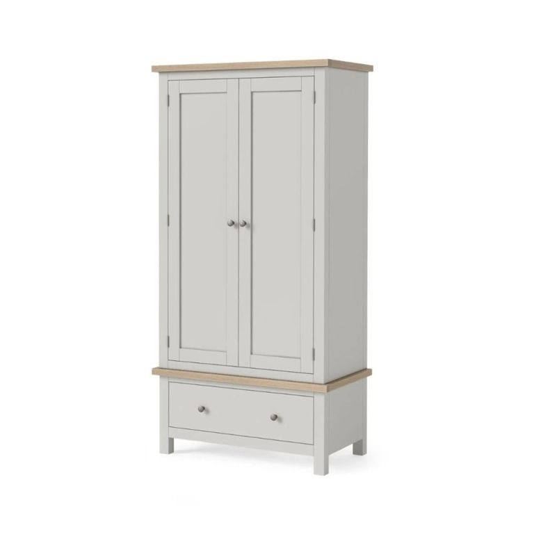 Modern Wardrobe - 2 Door - 1 Drawer - Grey Painted