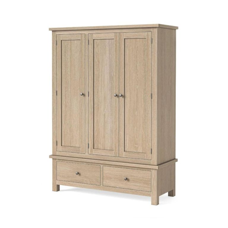 Modern Country Oak - Wardrobe - 3 Door - 2 Drawer
