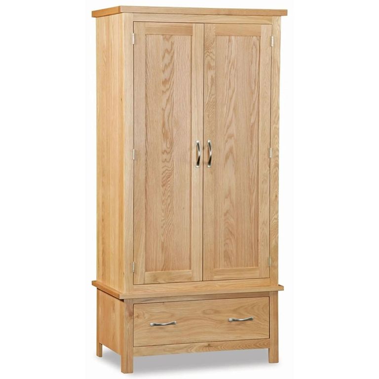 New Trinity Wardrobe - 2 Door - 1 Drawer - Natural Oak