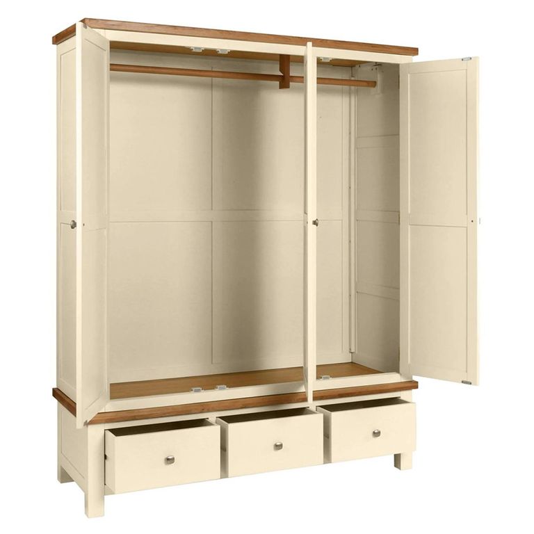 Lundy Wardrobe - 3 Door - Ivory Painted