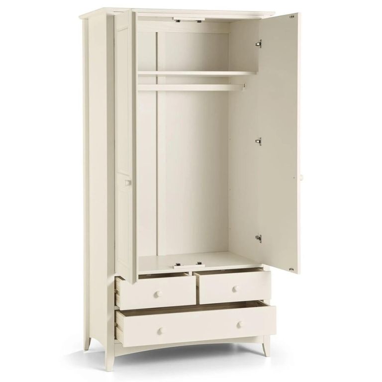Cameo Double Wardrobe - 2 Door - 3 Drawer - White