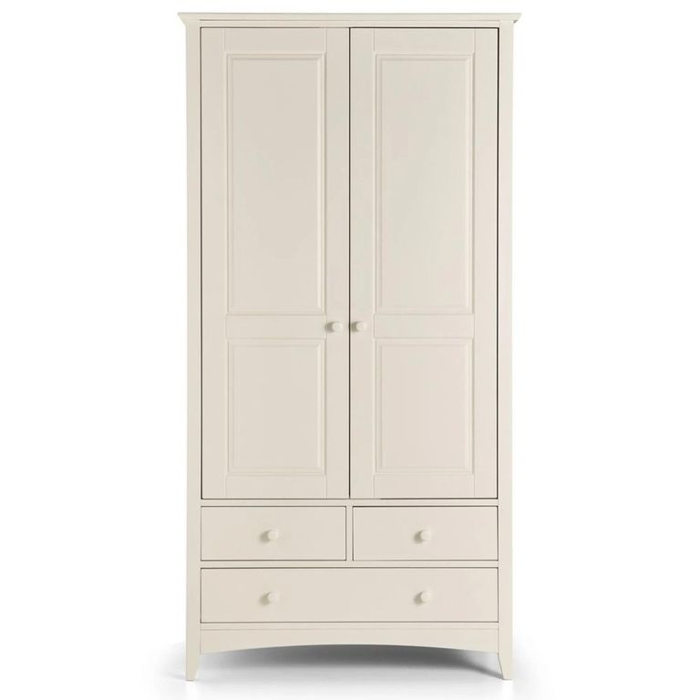 Cameo Double Wardrobe - 2 Door - 3 Drawer - White