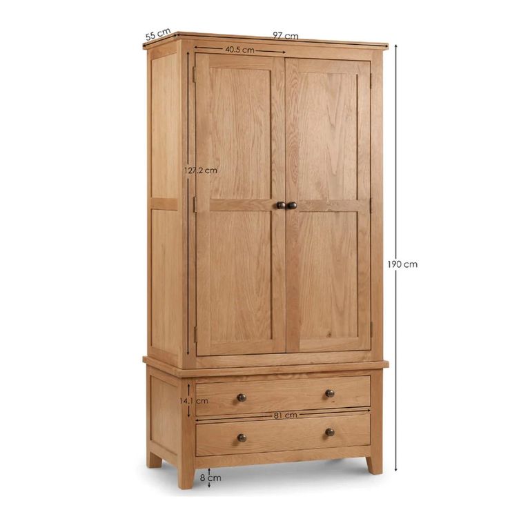Marlborough Double Wardrobe - 2 Door - 2 Drawer - Oak