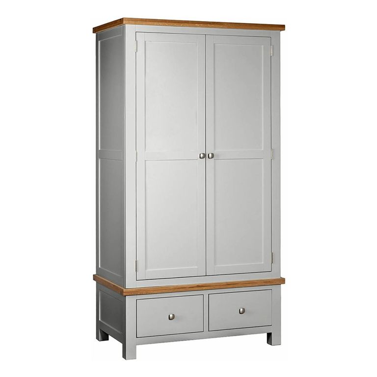 Lundy Wardrobe - 2 Door - 2 Drawer - Grey Painted