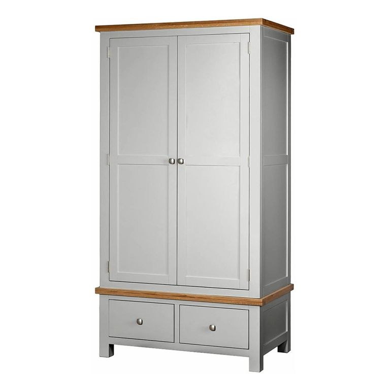 Lundy Wardrobe - 2 Door - 2 Drawer - Grey Painted