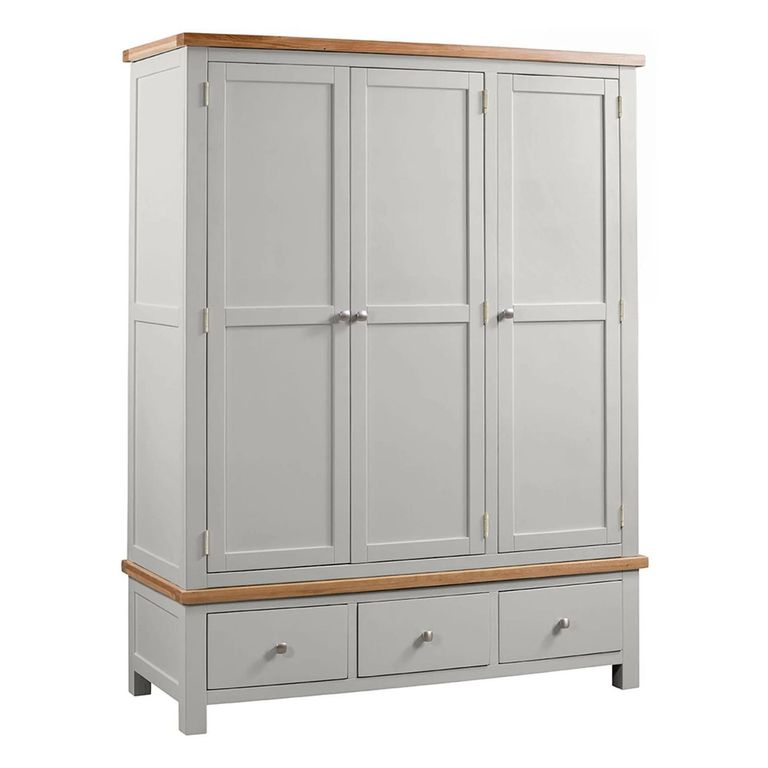 Lundy Wardrobe - 3 Door - Grey Painted