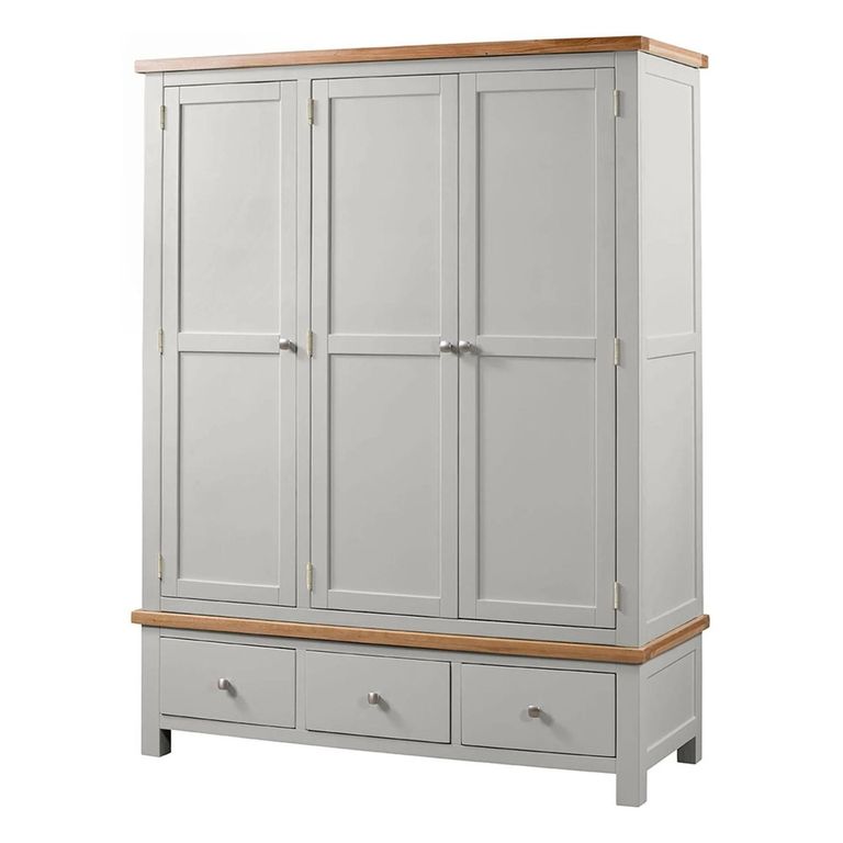Lundy Wardrobe - 3 Door - Grey Painted