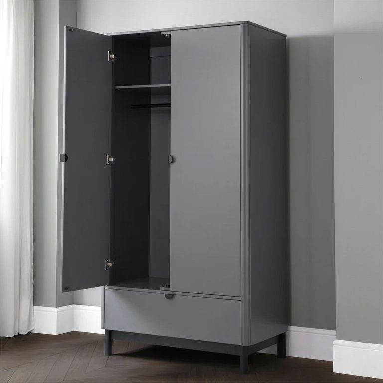 Chloe Double Wardrobe - 2 Door - 1 Drawer - Grey