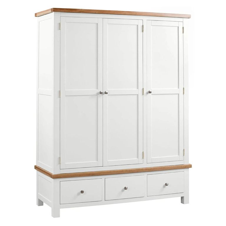 Lundy Wardrobe - 3 Door - White Painted