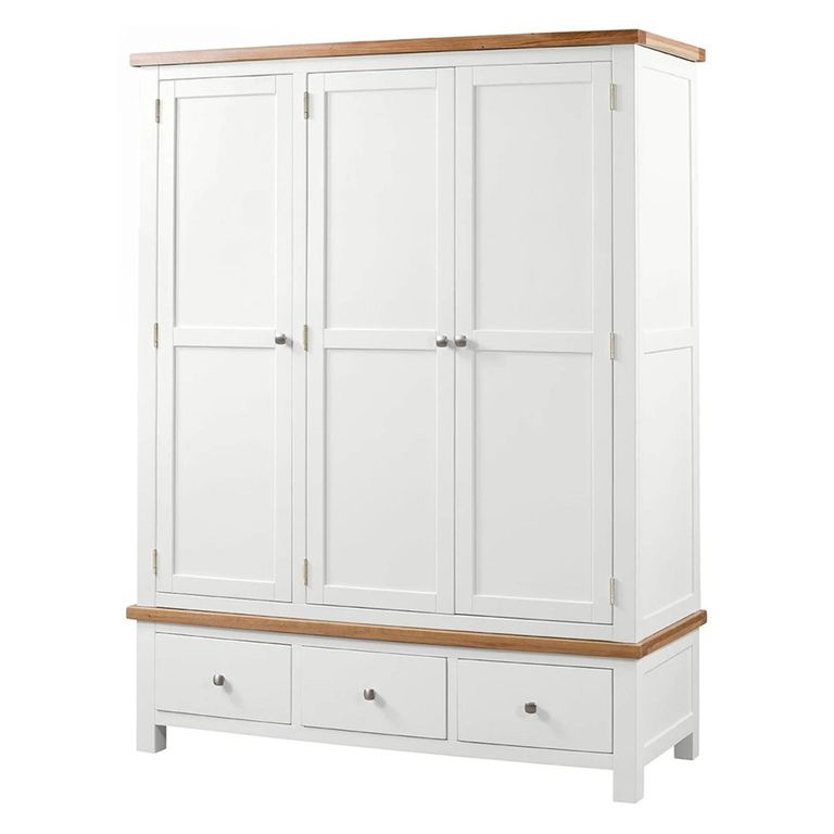 Lundy Wardrobe - 3 Door - White Painted