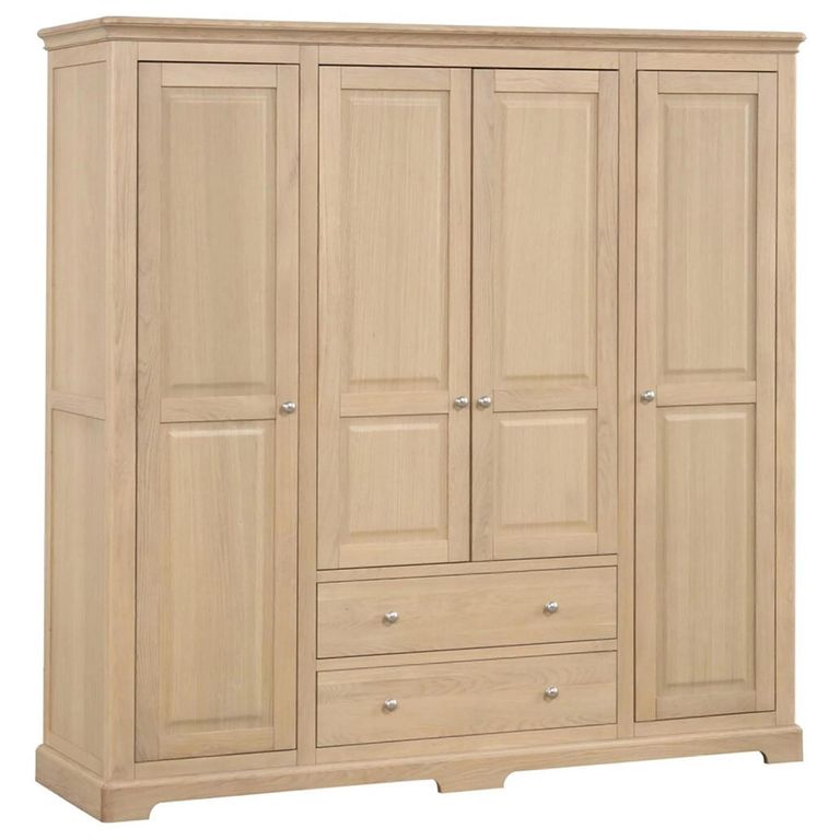 Cromwell Wardrobe - 4 Door - 2 Drawer - Oak