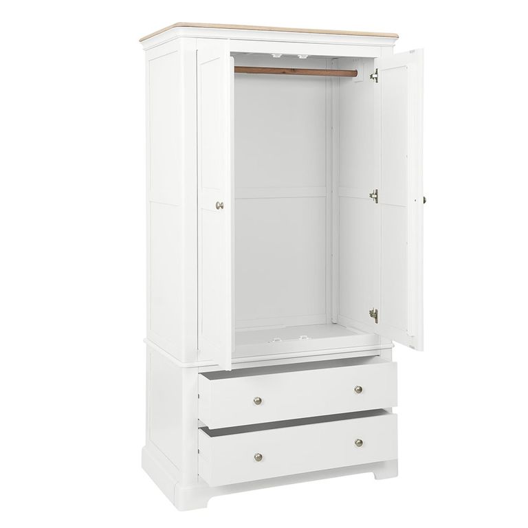 Cromwell Wardrobe - 2 Door - 2 Drawer  - White Painted
