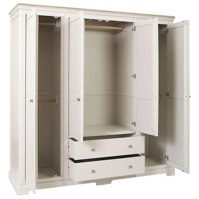 Cromwell Wardrobe - 4 Door - 2 Drawer - Grey Painted