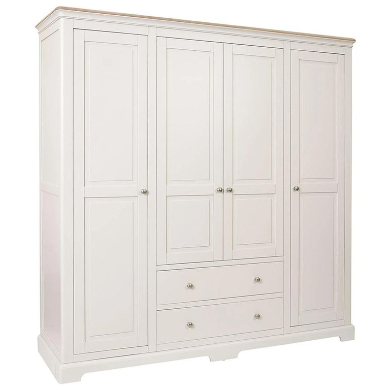 Cromwell Wardrobe - 4 Door - 2 Drawer - Grey Painted