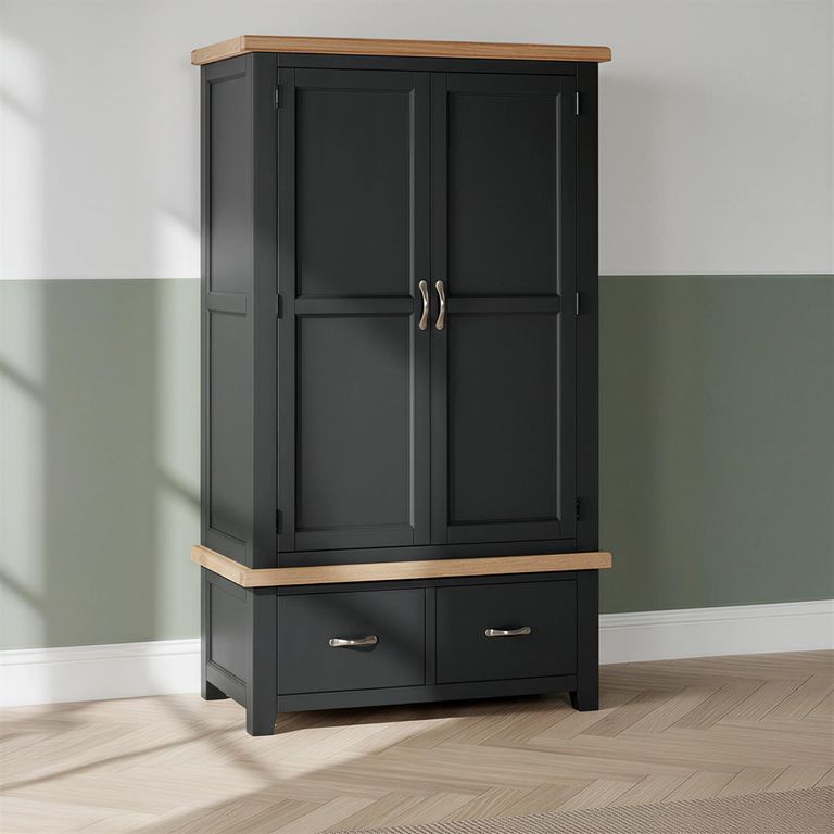 Wilmont Double Wardrobe - 2 Door - 2 Drawer - Black Painted
