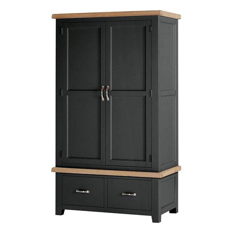 Wilmont Double Wardrobe - 2 Door - 2 Drawer - Black Painted