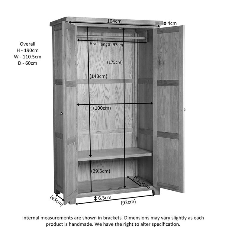 Somer Wardrobe - 2 Door - Oak