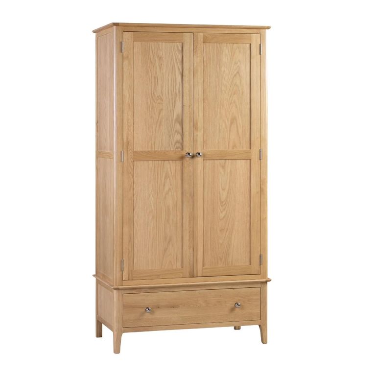 Cotswold Double Wardrobe - 2 Door - 1 Drawer - Oak