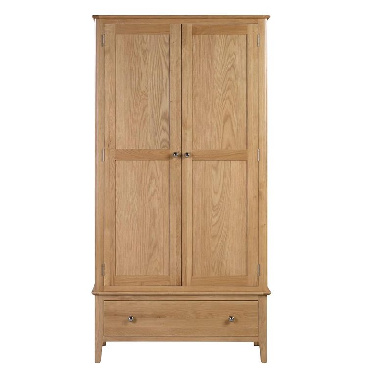 Cotswold Double Wardrobe - 2 Door - 1 Drawer - Oak