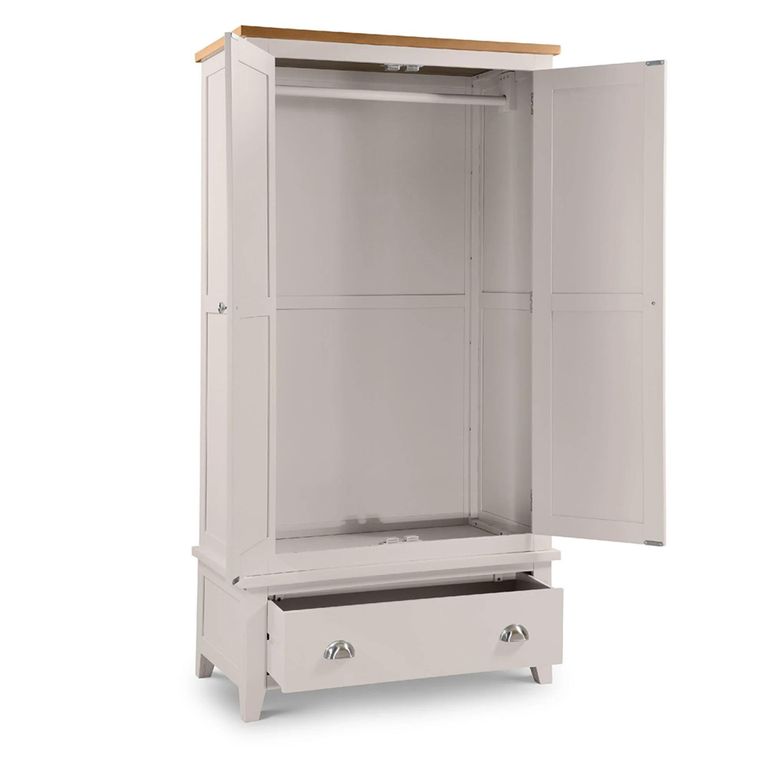 Richmond Double Wardrobe - 2 Door - 1 Drawer - Grey