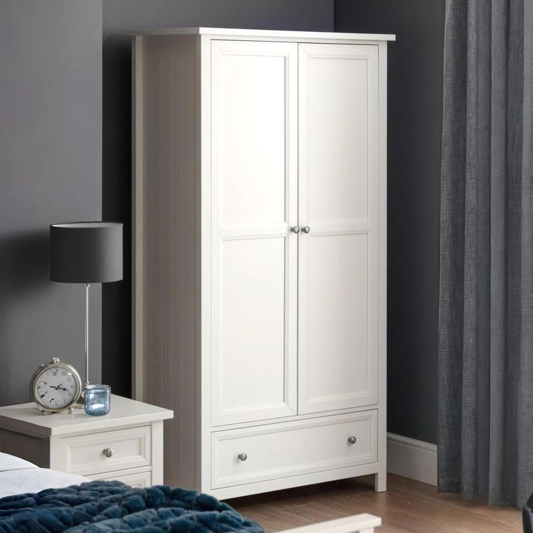 Maine Double Wardrobe - 2 Door - 1 Drawer - White
