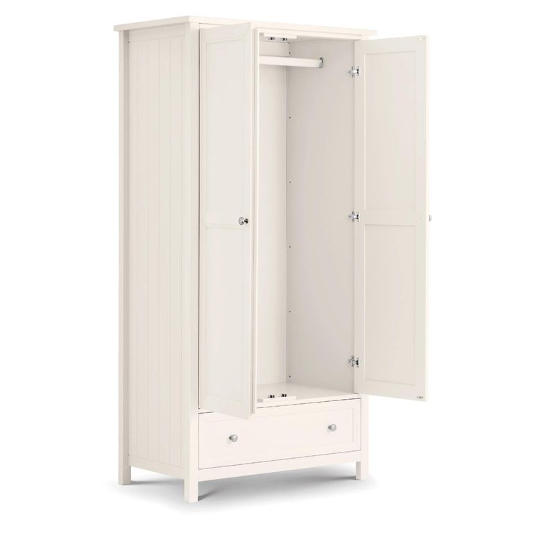 Maine Double Wardrobe - 2 Door - 1 Drawer - White