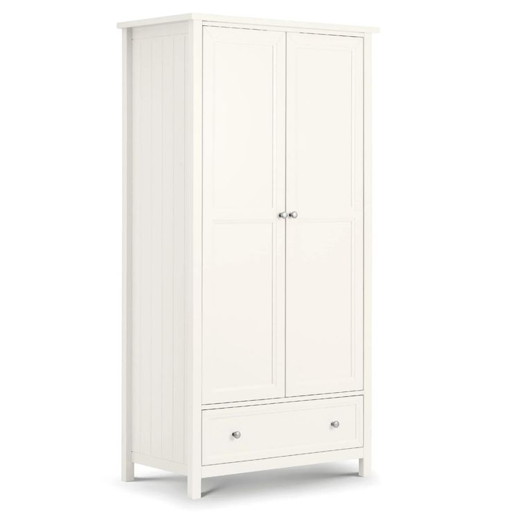 Maine Double Wardrobe - 2 Door - 1 Drawer - White