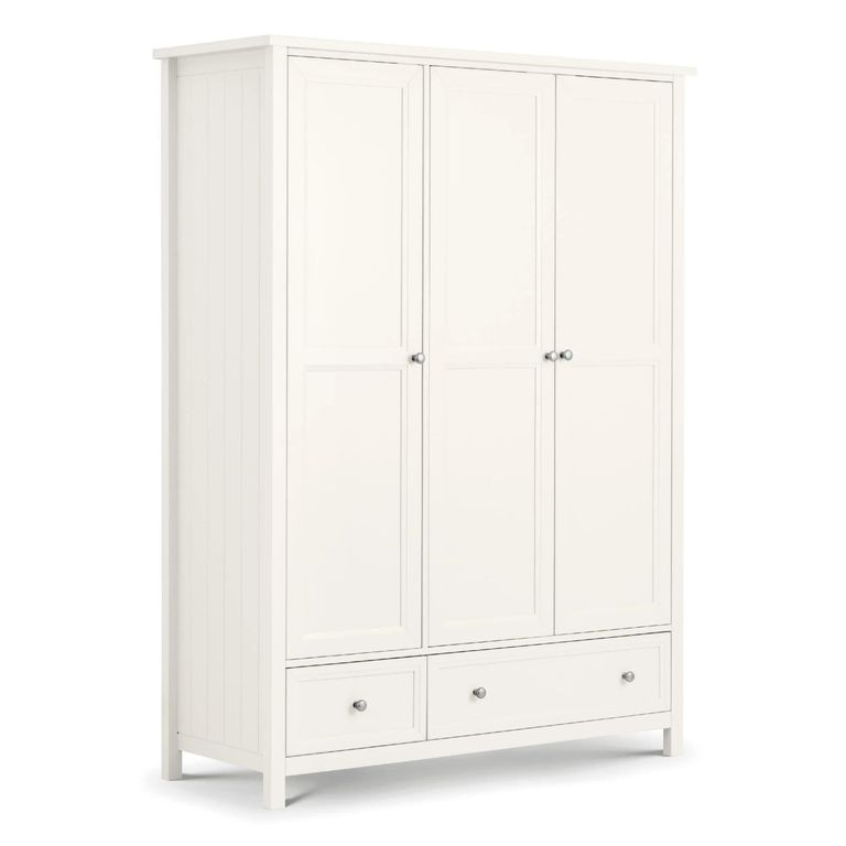 Maine Wardrobe - 3 Door - 2 Drawer - White