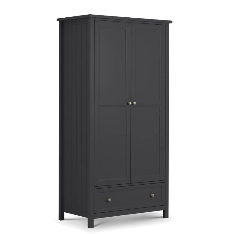 Maine Double Wardrobe - 2 Door - 1 Drawer - Black