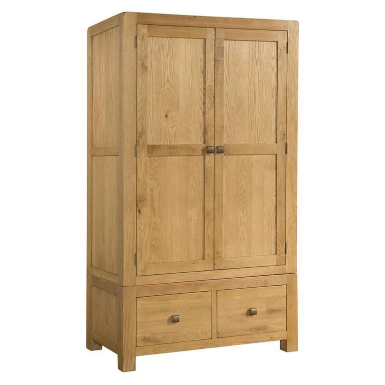 Curve Wardrobe - 2 Door - 2 Drawer - Oak