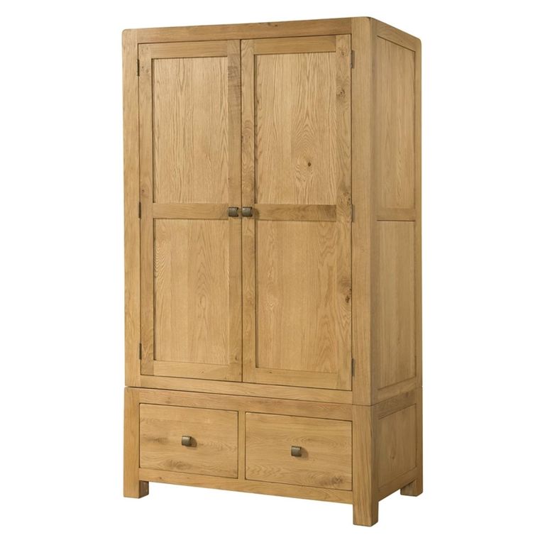Curve Wardrobe - 2 Door - 2 Drawer - Oak