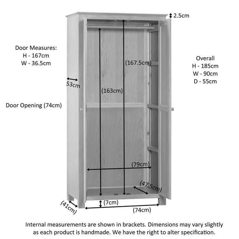 Arlington Wardrobe - 2 Door - Oak