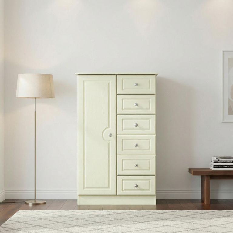 Pembroke Cream 1 Door Midi Wardrobe