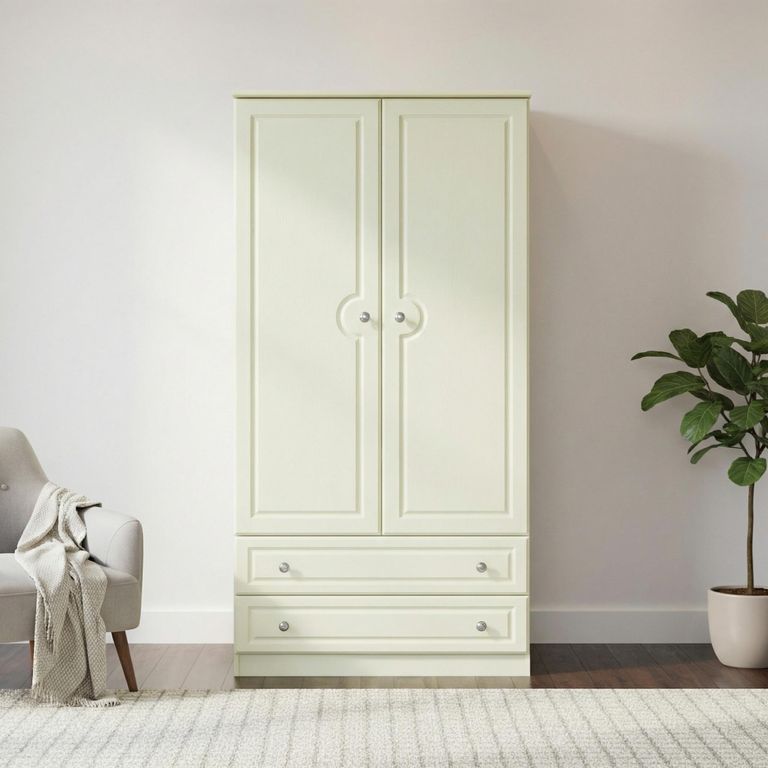 Pembroke Cream 2 Door 2 Drawer Double Wardrobe - H 182.4cm
