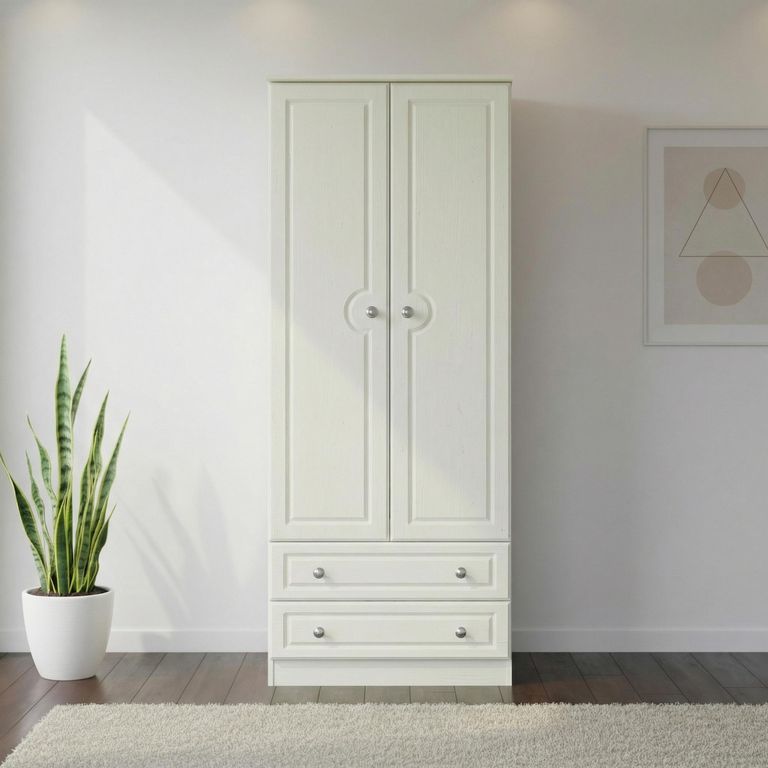 Pembroke Cream 2 Door 2 Drawer Tall Wardrobe