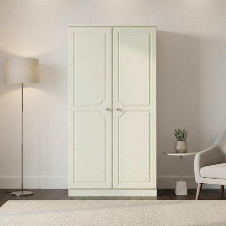 Pembroke Cream 2 Door Plain Wardrobe - H 182.4cm