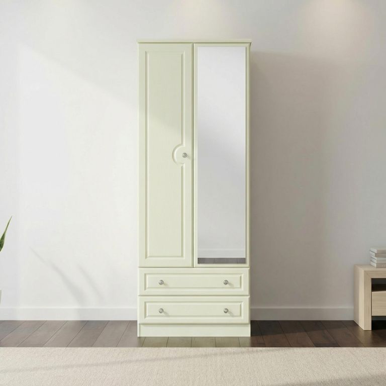 Pembroke Cream 2 Door Tall Combi Wardrobe - 1 Mirror
