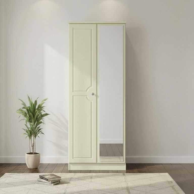 Pembroke Cream 2 Door Tall Wardrobe - 1 Mirror