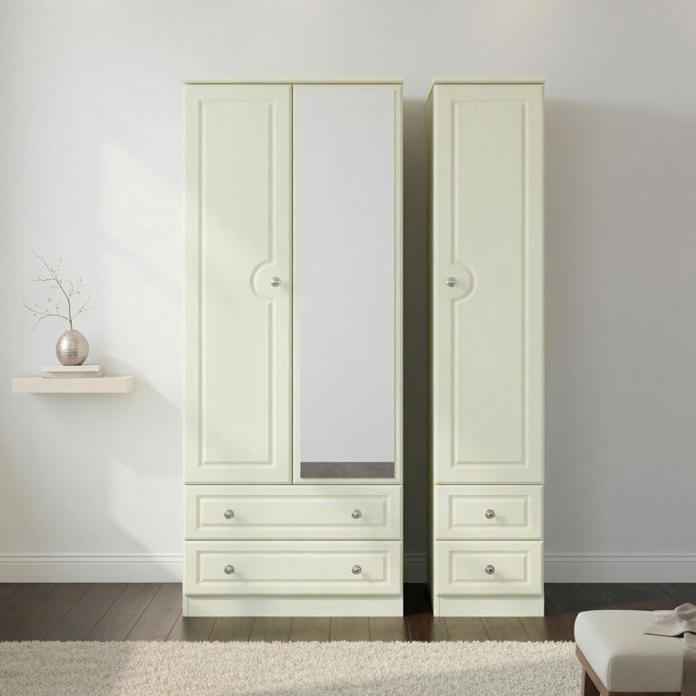 Pembroke Cream 3 Door Combi Wardrobe - 1 Mirror