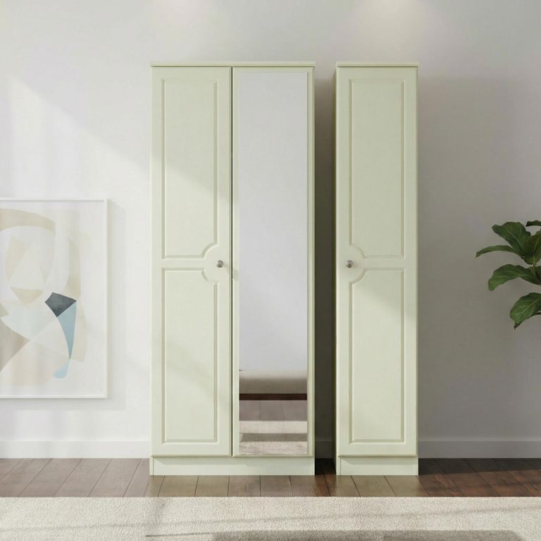 Pembroke Cream 3 Door Tall Triple Wardrobe - 1 Mirror
