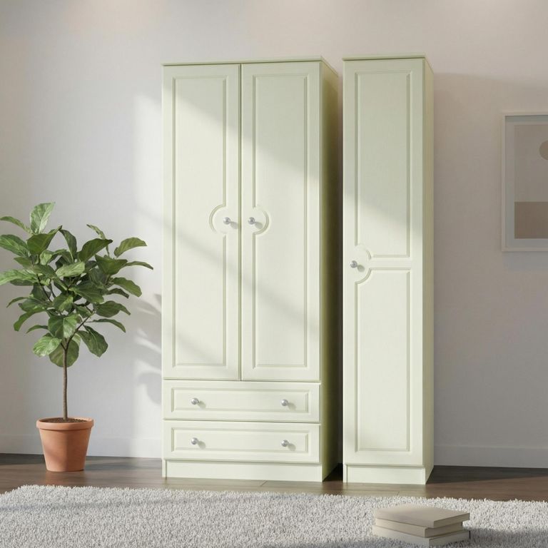 Pembroke Cream 3 Door Tall Triple Wardrobe - LHF 2 Drawers