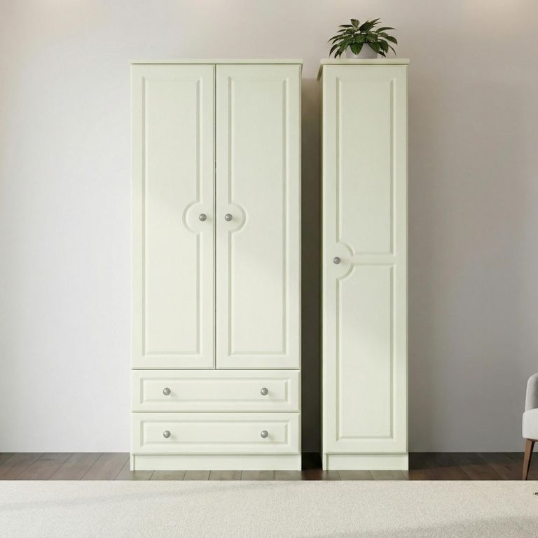 Pembroke Cream 3 Door Triple Wardrobe - LHF 2 Drawers