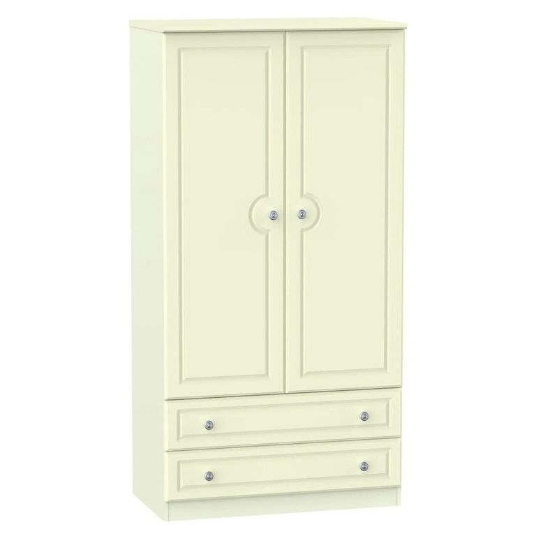 Pembroke Cream 2 Door 2 Drawer Double Wardrobe - H 182.4cm