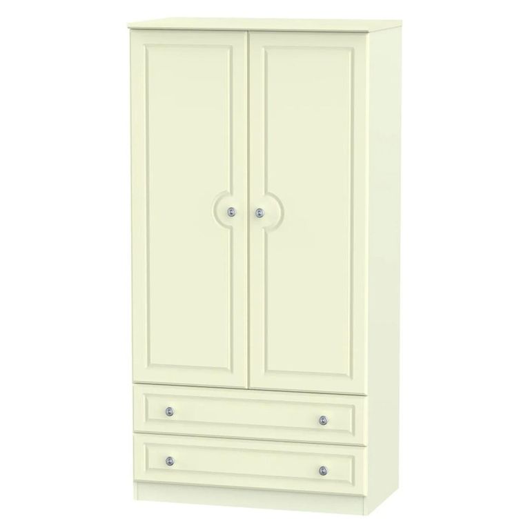 Pembroke Cream 2 Door 2 Drawer Double Wardrobe - H 182.4cm