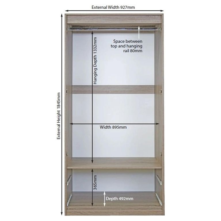 Pembroke Cream 2 Door 2 Drawer Double Wardrobe - H 182.4cm