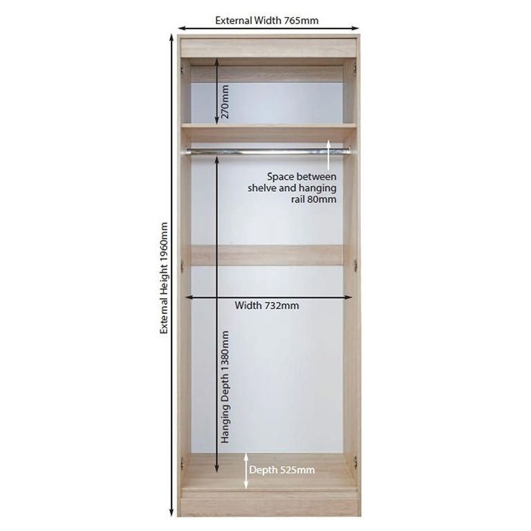 Pembroke Cream 2 Door Plain Tall Wardrobe