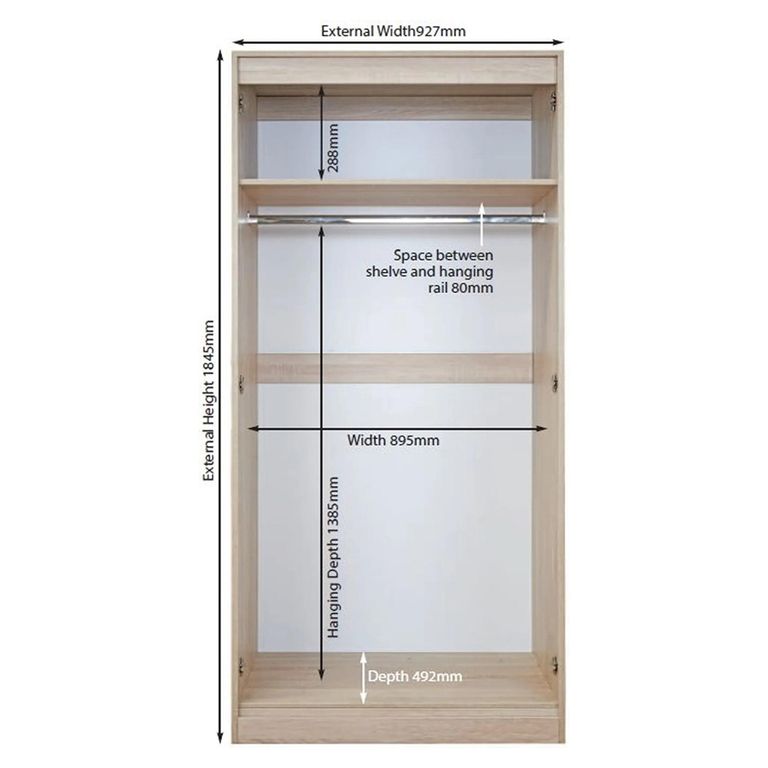 Pembroke Cream 2 Door Plain Wardrobe - H 182.4cm
